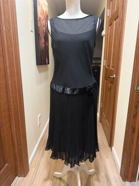 Evan Picone Black 1920s Flapper Cocktail Dress 12 Rosette NWT